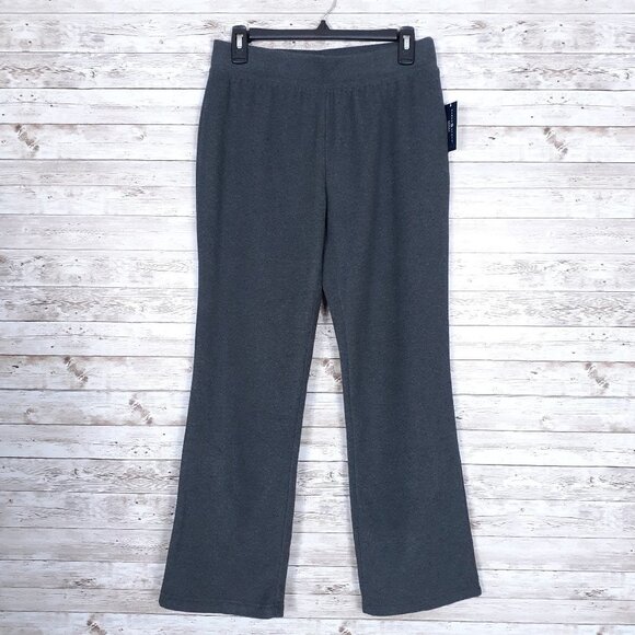 Karen Scott Sport Pants PS Fleece Pull On Gray 802 - Picture 1 of 6